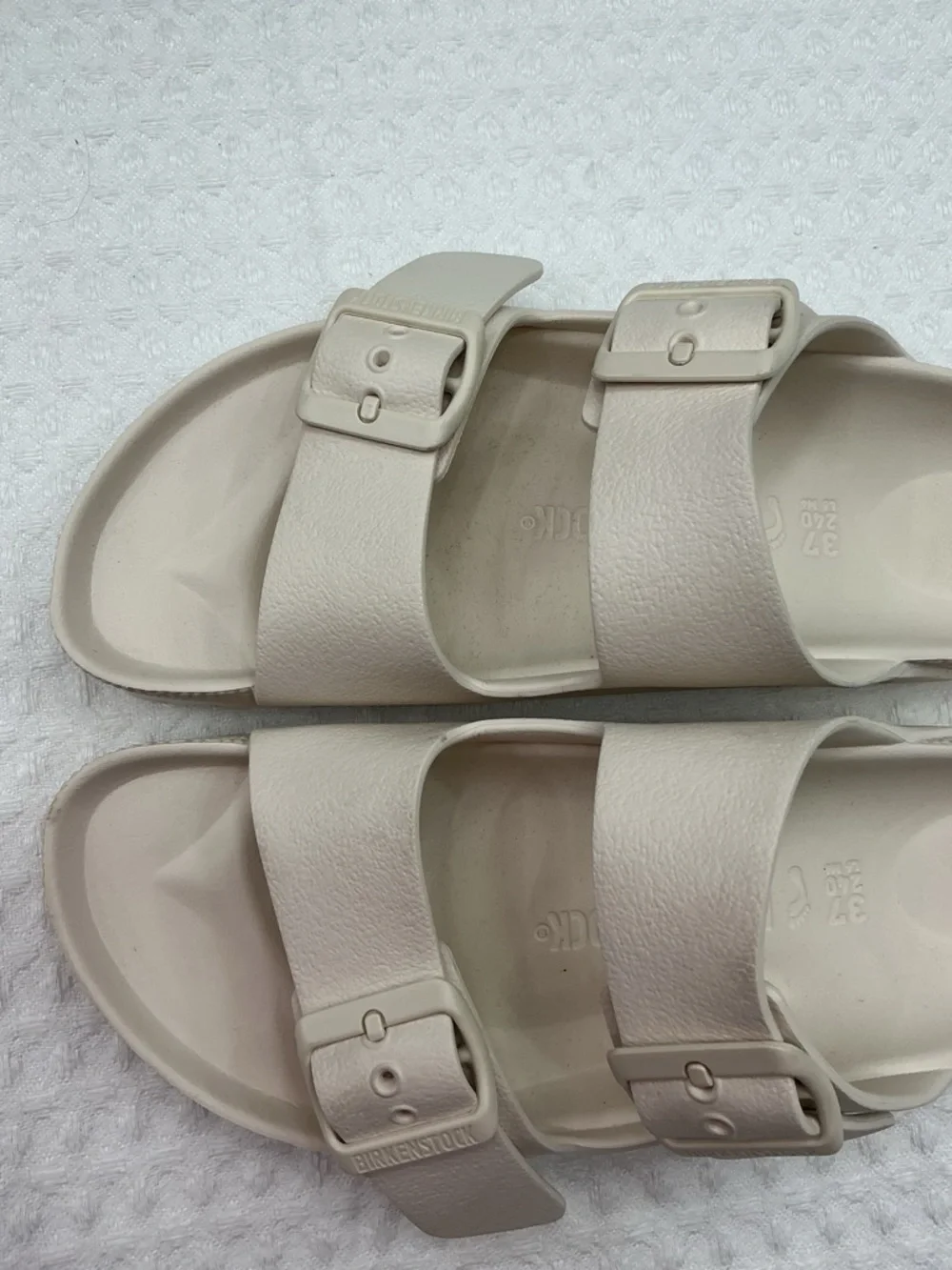 Birkenstock Women's Two-Strap Slide Sandals in Light Taupe - Picture 4 of 9